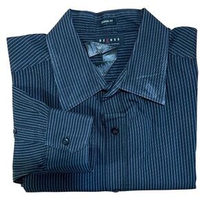 Axcess Mens Classic Fit Long Sleeve Button Down Dress Shirt Black Pinstripe‎ XXL